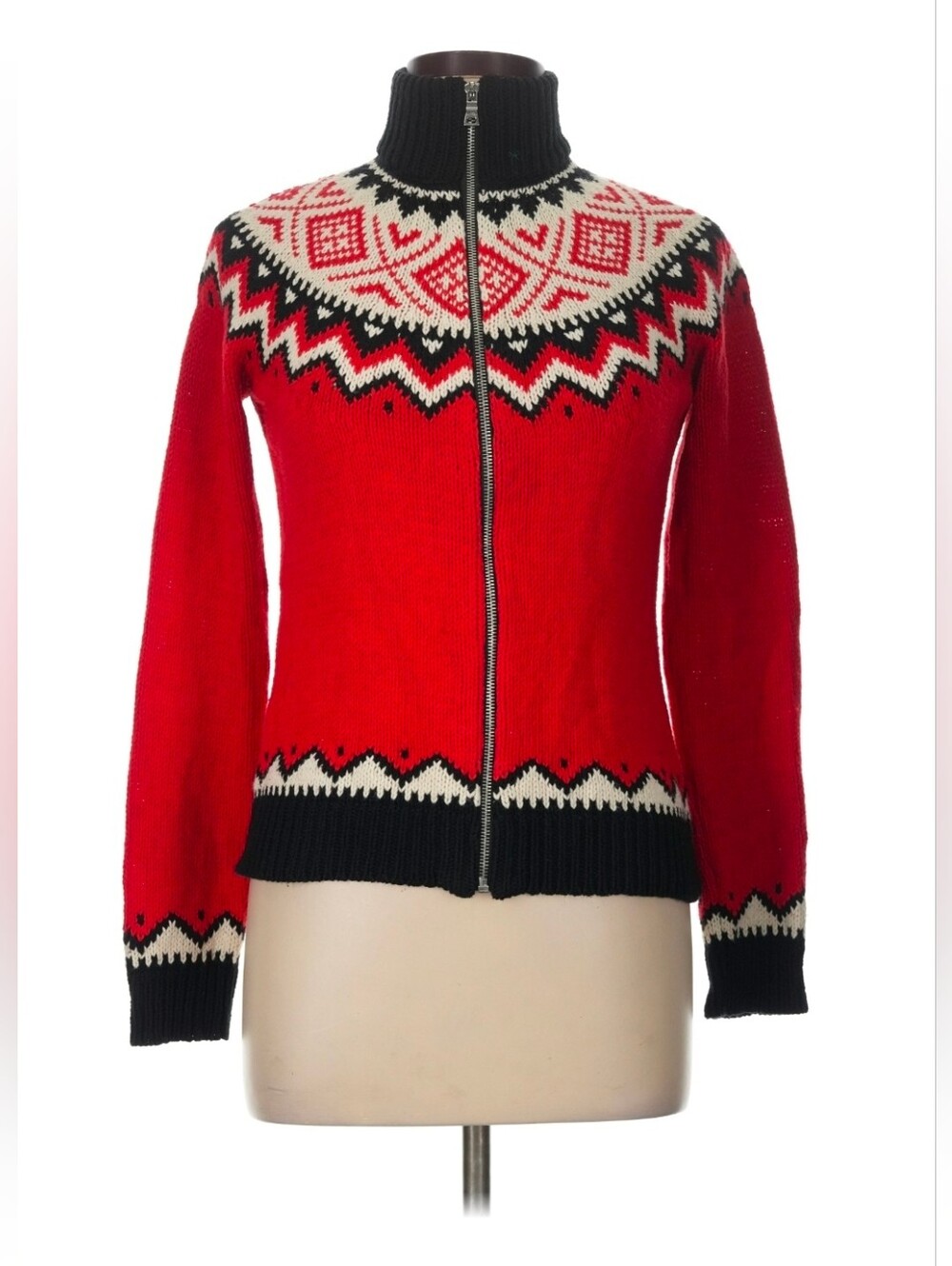 Vintage Y2K RALPH LAUREN Nordic Fair Isle Cotton Angora Blend Cardigan Womens S
